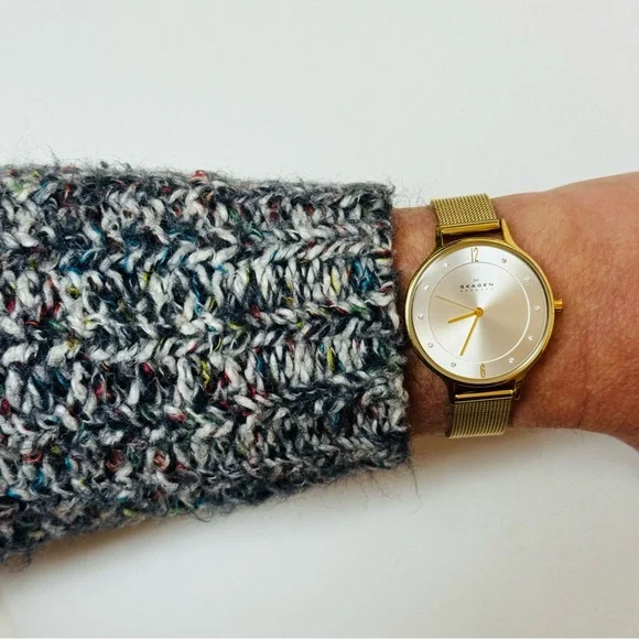 Skagen Anita Crystal Dial 30mm Women's Midsized Gold Watch Mesh Band SKW2150